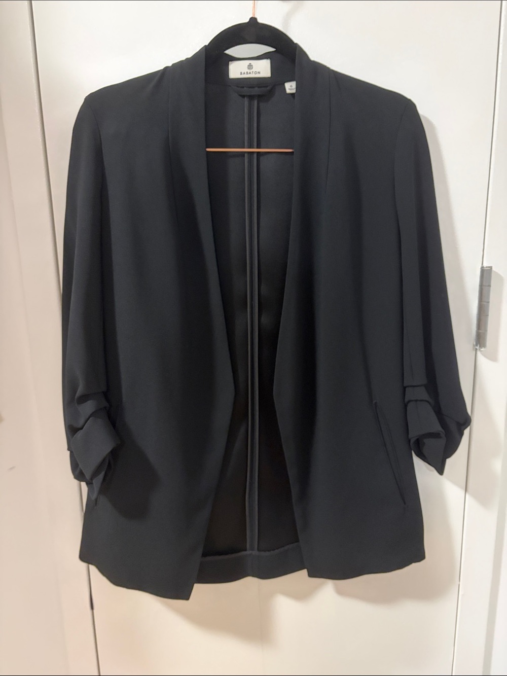 Aritzia Black Open-Front Draped Blazer